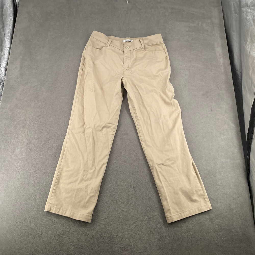 Lee Relaxed Fit At The Waist Tan Khaki Pants Womens 14 Short 4601228 Stretch